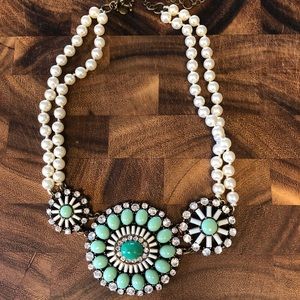 J Crew Pearl and Mint statement necklace